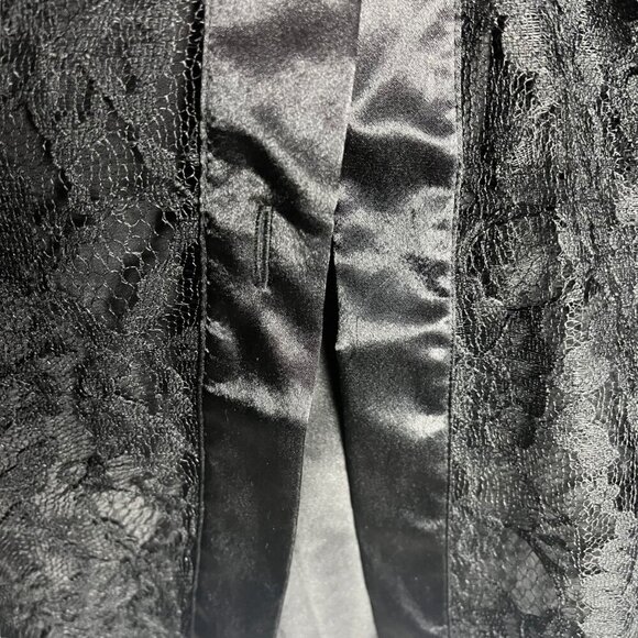 Vintage Gold Label Victorias Secret Satin And Lace Robe Black‎ Whimsigoth M/L - Picture 6 of 7